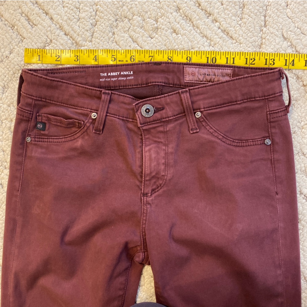 AG Adriano Goldschmied Ankle Burgundy Mid-Rise Skinny Jeans 25R - Picture 4 of 7